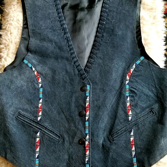 Unknown Other - Vintage Beaded Suede Vest